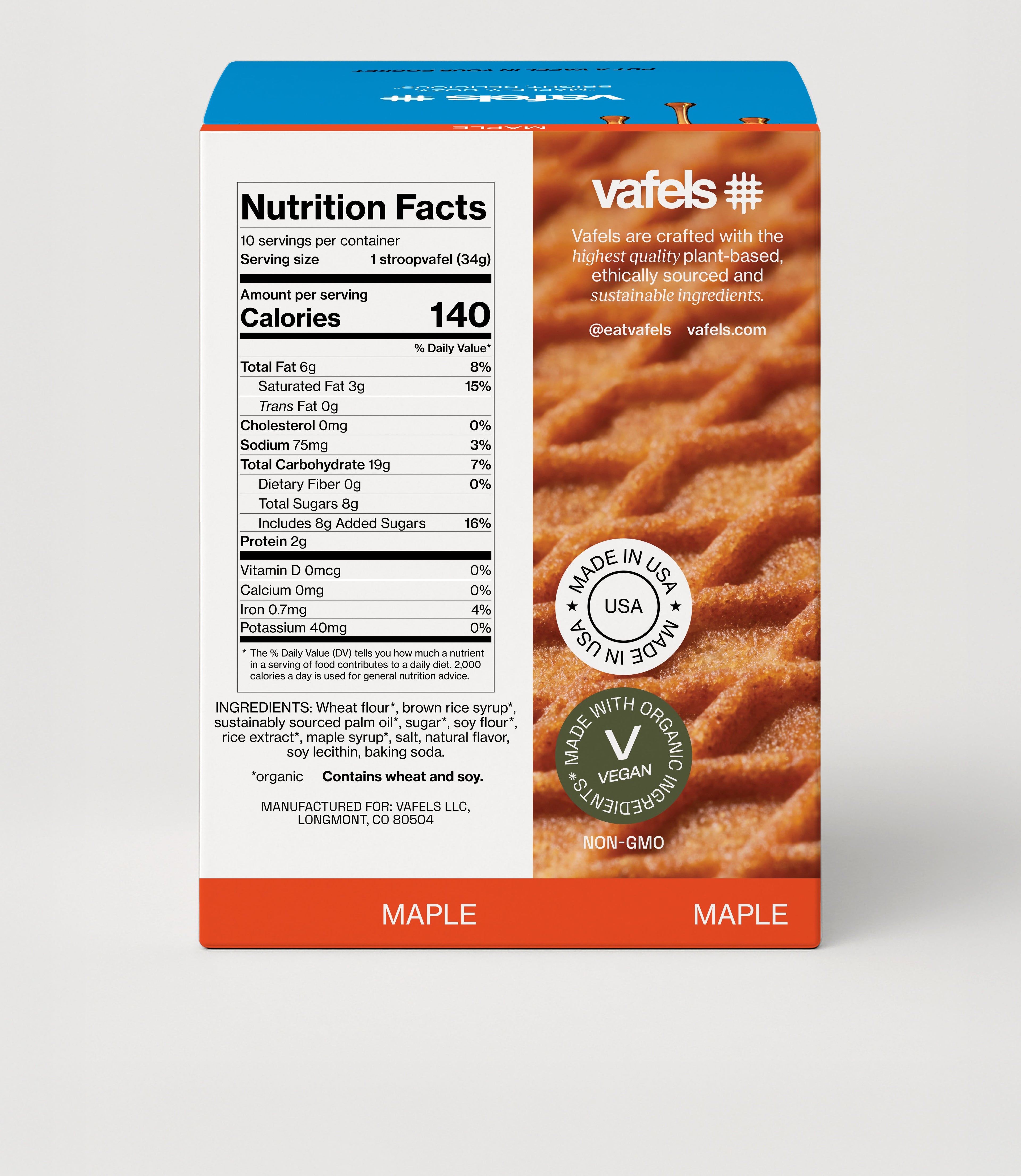 Gluten - Free Maple Stroopvafels - Box of 10 - Vafels